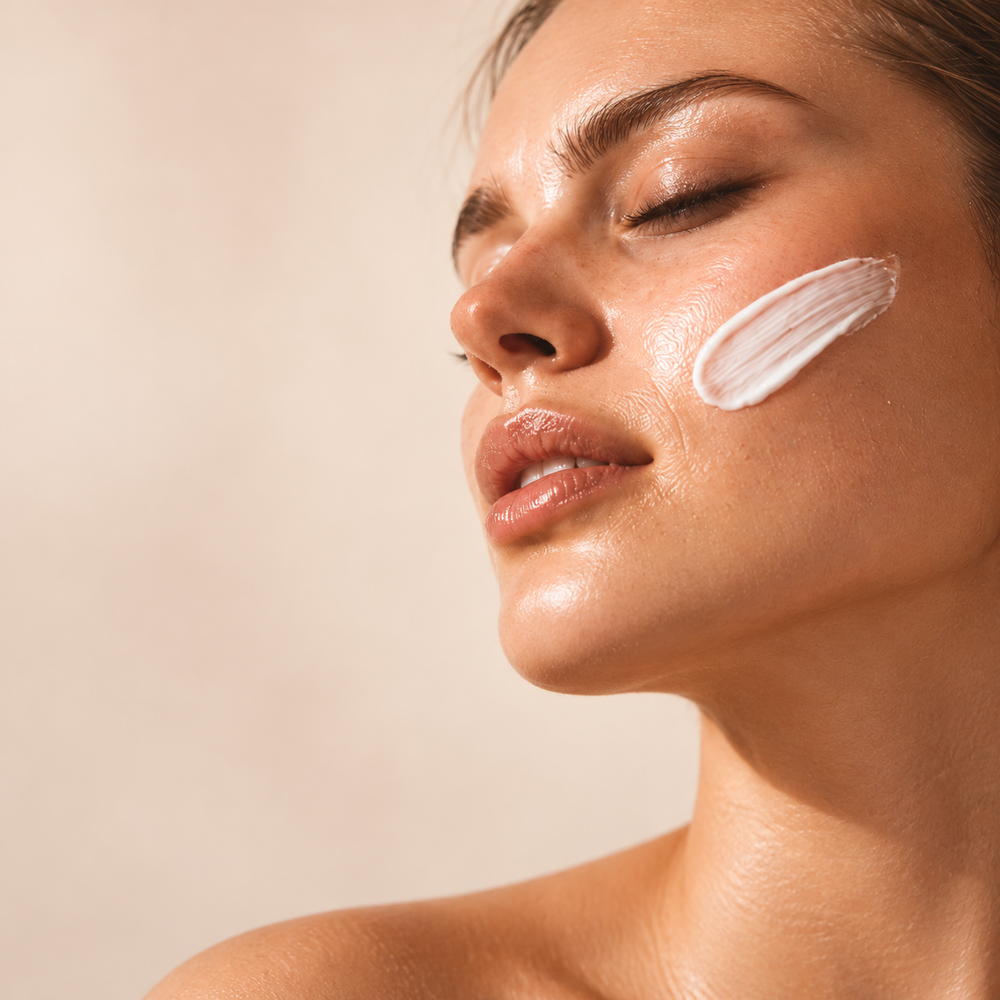Moisturiser applied to skin