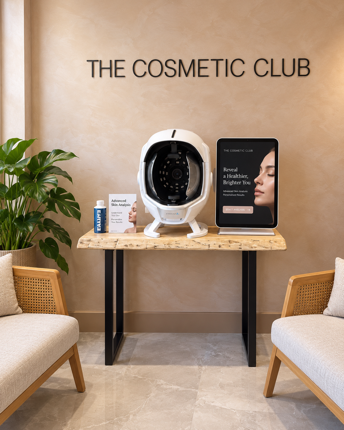 The Visagé Pro+ skin scanner in the waiting area at The Cosmetic Club, Hadleigh