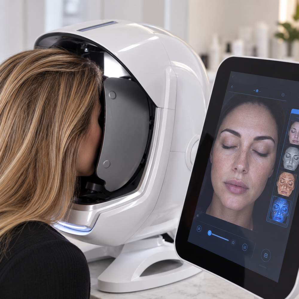 Visage Pro+ skin scanner in use