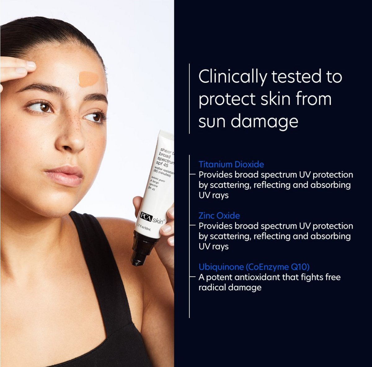 PCA Skin Sheer Tint Broad Spectrum SPF 45 50ml key ingredients